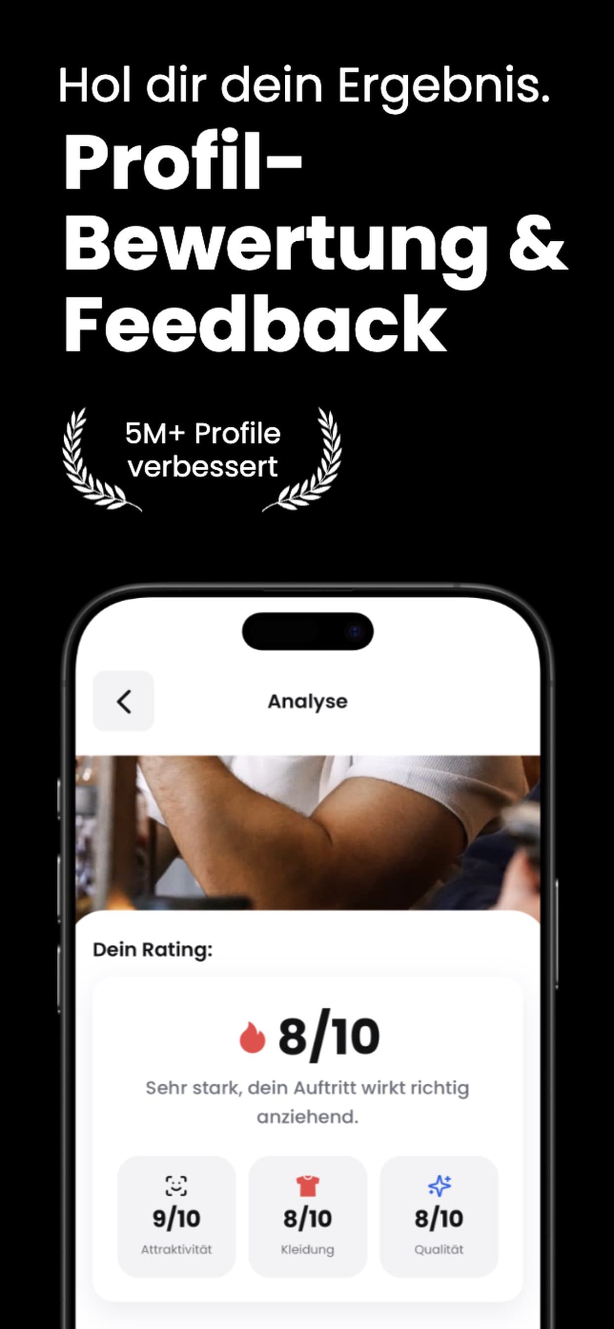 Swipe Check App Screenshot mit Profilbewertung und Feedback